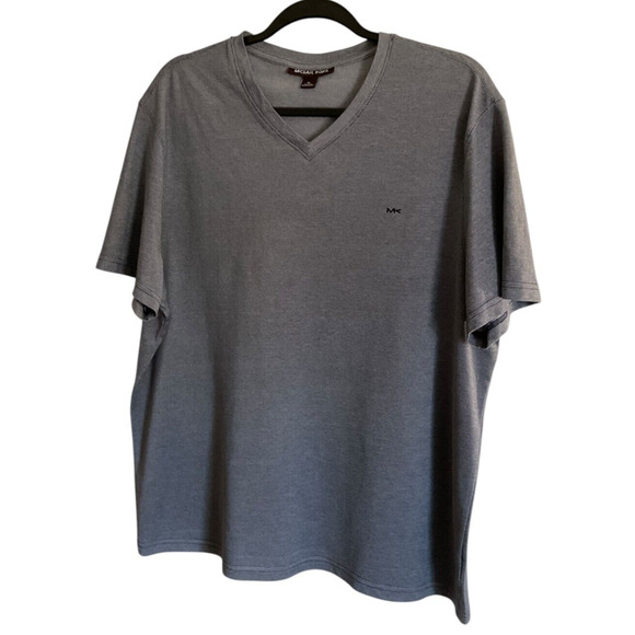 Michael Kors Men's XL Gray V-Neck T-Shirt Short Sleeve MK Logo - Picture 1 of 8